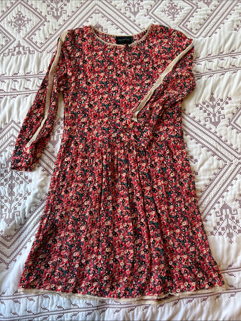 Zadig & Voltaire Riva Print Red Floral Button-Front Dress